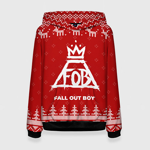 Женская толстовка Новогодний Fall Out Boy с оленями / 3D-Черный – фото 1