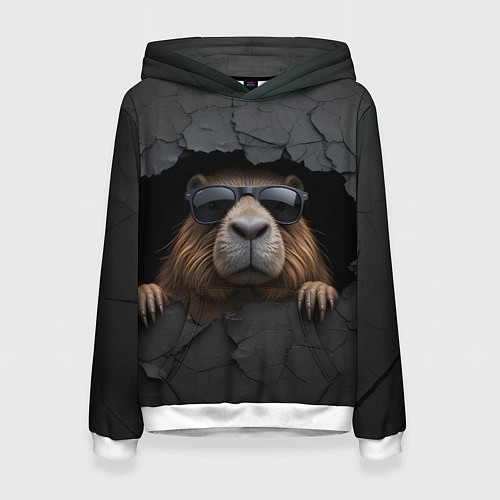 Женская толстовка Капибара в стене / 3D-Белый – фото 1
