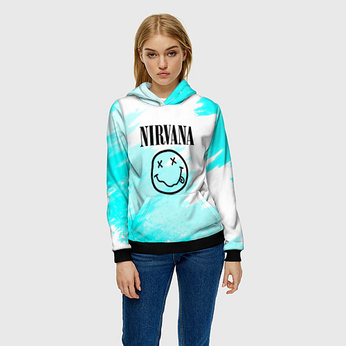 Женская толстовка Nirvana rock music color / 3D-Черный – фото 3