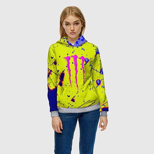 Женская толстовка Monster energy краски / 3D-Меланж – фото 3