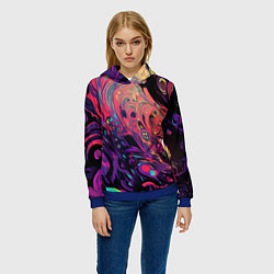 Толстовка-худи женская Интерференционные цвета, цвет: 3D-синий — фото 2