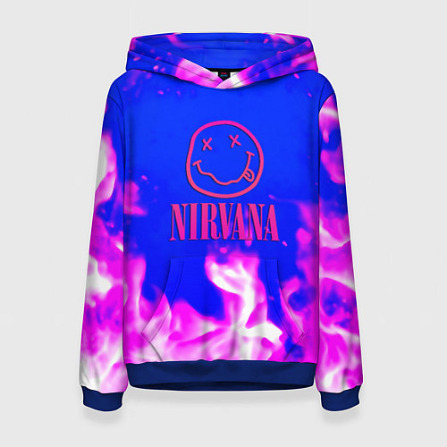 Женская толстовка Nirvana neon flame / 3D-Синий – фото 1