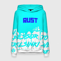 Толстовка-худи женская Rust надписи краски, цвет: 3D-белый