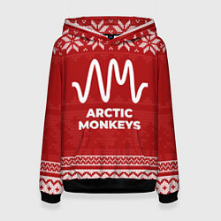 Толстовка-худи женская Новогодний Arctic Monkeys, цвет: 3D-черный