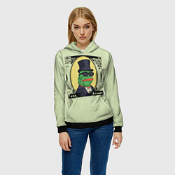 Толстовка-худи женская Pepe is the main cryptocurrency, цвет: 3D-черный — фото 2