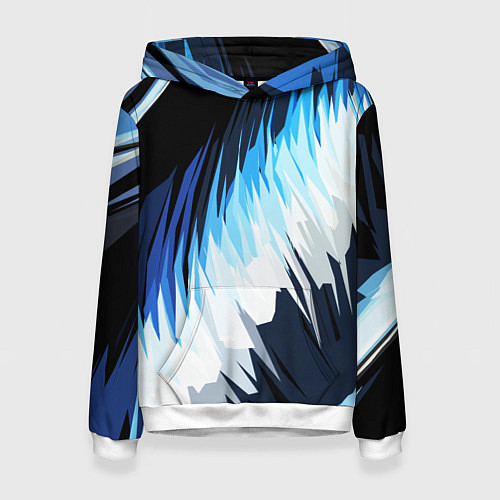 Женская толстовка Бело-синие острые полосы / 3D-Белый – фото 1