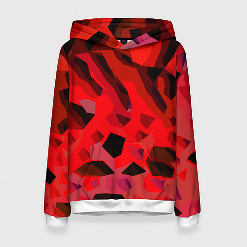 Женская толстовка Чёрно-красная пористая абстракция / 3D-Белый – фото 1