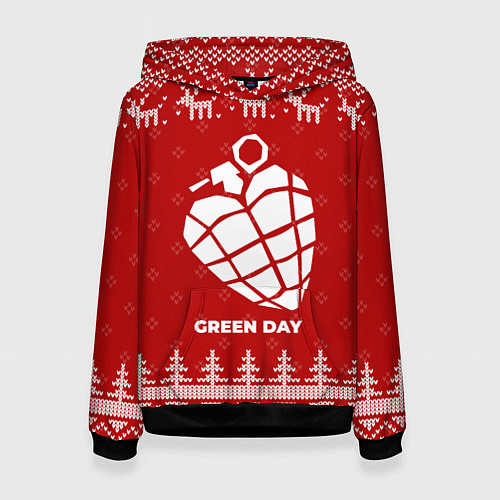 Женская толстовка Новогодний Green Day с оленями / 3D-Черный – фото 1