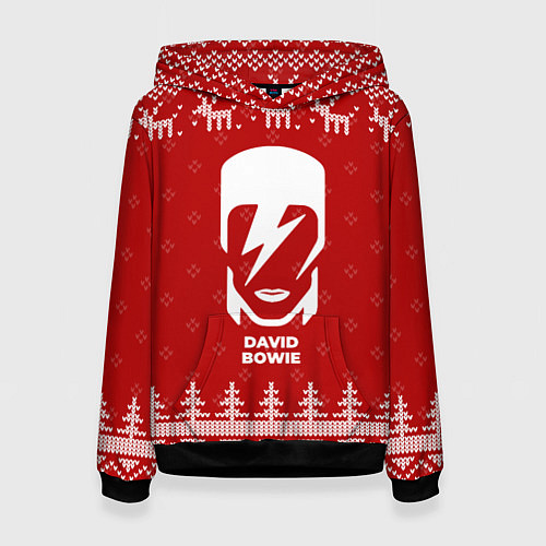 Женская толстовка Новогодний David Bowie с оленями / 3D-Черный – фото 1