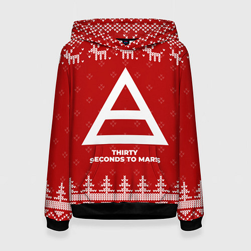 Женская толстовка Новогодний Thirty Seconds to Mars с оленями / 3D-Черный – фото 1
