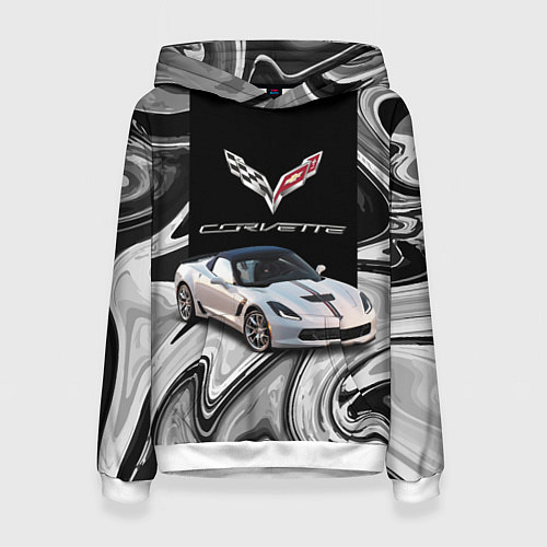 Женская толстовка Chevrolet Corvette - motorsport racing team / 3D-Белый – фото 1