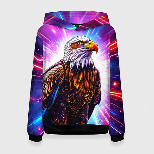 Женская толстовка Орел в неоновых огнях / 3D-Черный – фото 1
