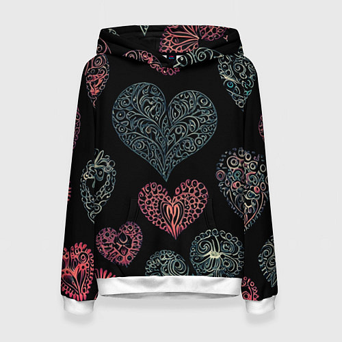 Женская толстовка Сердца в виде узоров / 3D-Белый – фото 1