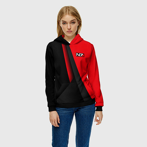 Женская толстовка N7 - красная униформа / 3D-Черный – фото 3