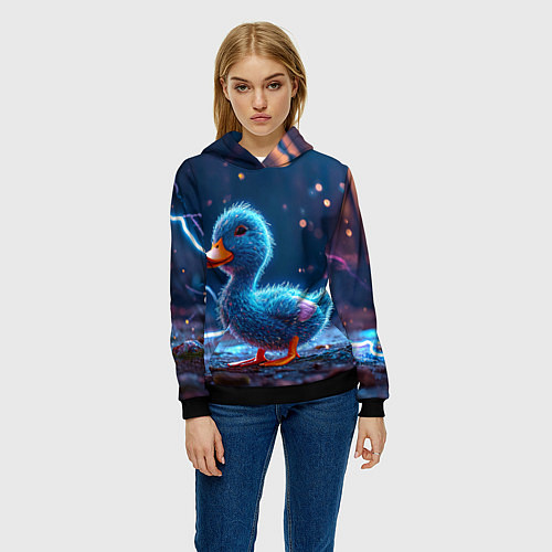 Женская толстовка Синий утенок / 3D-Черный – фото 3