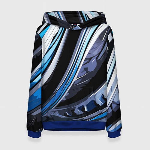 Женская толстовка Волнистая чёрно-синяя абстракция / 3D-Синий – фото 1