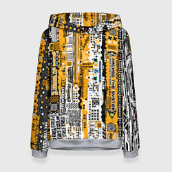 Толстовка-худи женская Cyberpunk pattern yellow, цвет: 3D-меланж