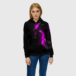 Толстовка-худи женская Дракон неоновый, цвет: 3D-черный — фото 2