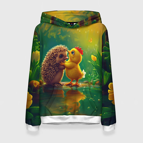 Женская толстовка Цыпленок с ежиком / 3D-Белый – фото 1