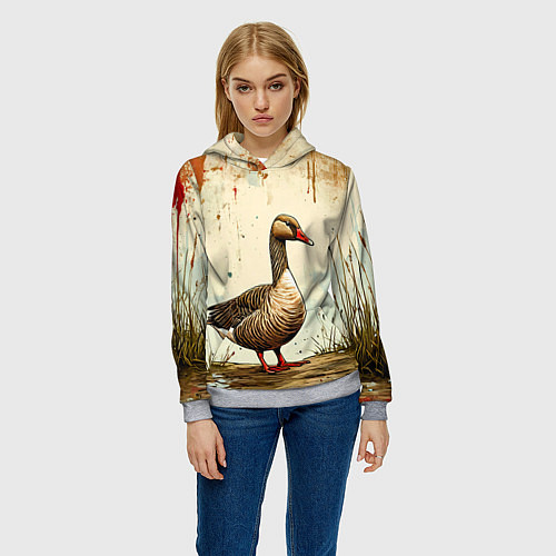 Женская толстовка Гусь / 3D-Меланж – фото 3