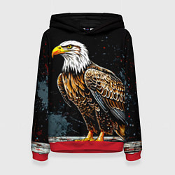 Толстовка-худи женская Статный белоголовый орлан, цвет: 3D-красный