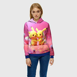 Толстовка-худи женская Пикачу 14 февраля, цвет: 3D-синий — фото 2