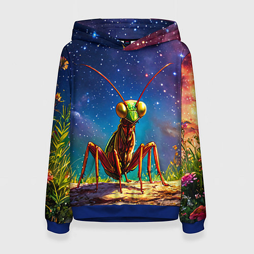 Женская толстовка Богомол и звездное небо / 3D-Синий – фото 1