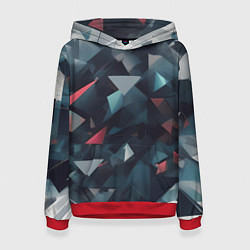 Толстовка-худи женская Абстрактный взрыв и осколки, цвет: 3D-красный