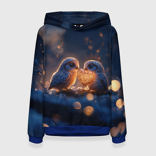 Женская толстовка Милые влюбленные совушки / 3D-Синий – фото 1