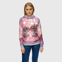 Толстовка-худи женская Белочки целуются, цвет: 3D-меланж — фото 2