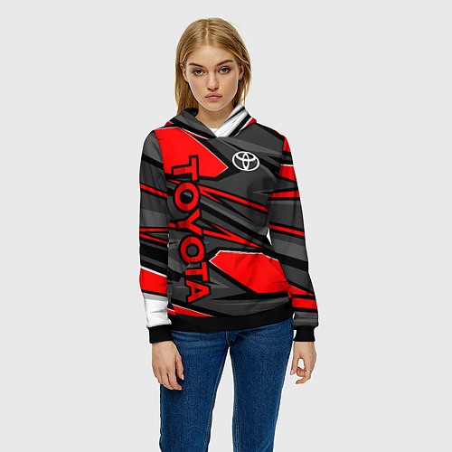 Женская толстовка Toyota - красная абстракция / 3D-Черный – фото 3