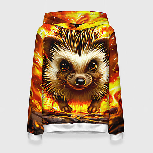 Женская толстовка Еж в огне / 3D-Белый – фото 1