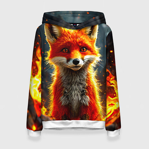 Женская толстовка Лисичка в огне / 3D-Белый – фото 1