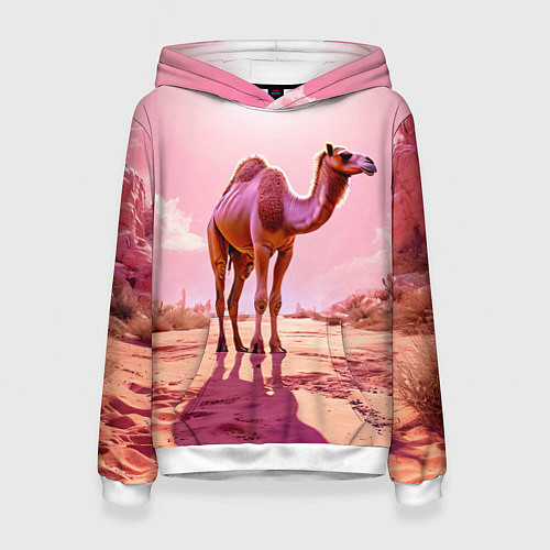 Женская толстовка Верблюд в розовой пустыне / 3D-Белый – фото 1