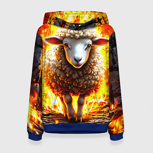 Женская толстовка Овечка в огне / 3D-Синий – фото 1
