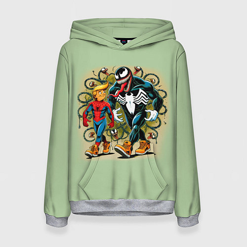 Женская толстовка Venom and Spider-Trump - meme / 3D-Меланж – фото 1
