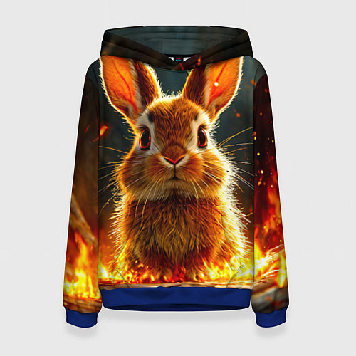 Женская толстовка Зайчик в огне / 3D-Синий – фото 1