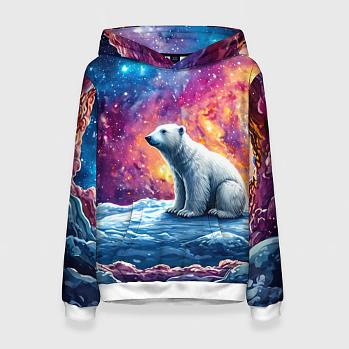 Женская толстовка Белый медведь и звездное небо / 3D-Белый – фото 1