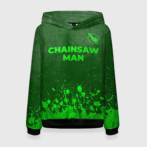 Женская толстовка Chainsaw Man - green gradient посередине / 3D-Черный – фото 1