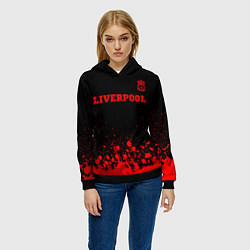 Толстовка-худи женская Liverpool - red gradient посередине, цвет: 3D-черный — фото 2