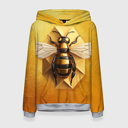 Толстовка-худи женская Пчела на золоте, цвет: 3D-меланж