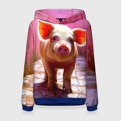 Женская толстовка Поросенок в розовом / 3D-Синий – фото 1