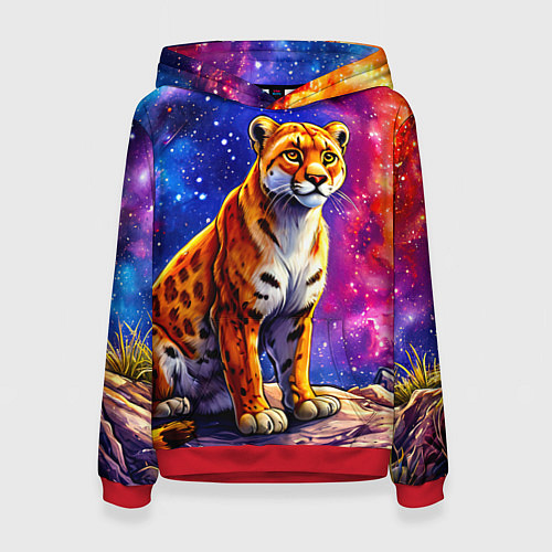 Женская толстовка Пума и звездное небо / 3D-Красный – фото 1