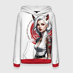 Толстовка-худи женская Белая лиса, цвет: 3D-красный