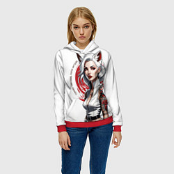 Толстовка-худи женская Белая лиса, цвет: 3D-красный — фото 2