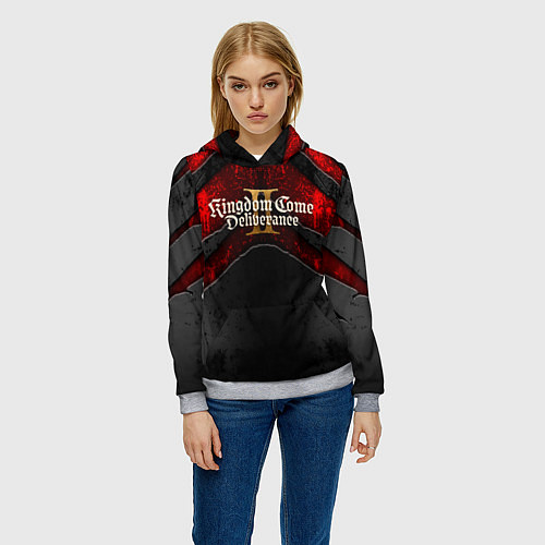 Женская толстовка Kingdom Come Deliverance 2 лого на текстуре / 3D-Меланж – фото 3