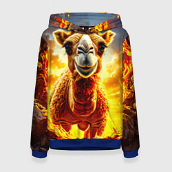 Толстовка-худи женская Верблюд в огне, цвет: 3D-синий