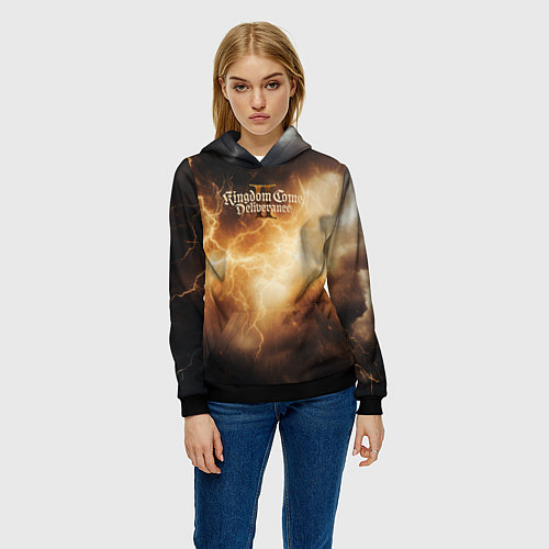 Женская толстовка Kingdom Come Deliverance 2 желтые молнии / 3D-Черный – фото 3