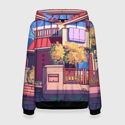 Толстовка-худи женская Lo-fi японский стиль улица, цвет: 3D-черный
