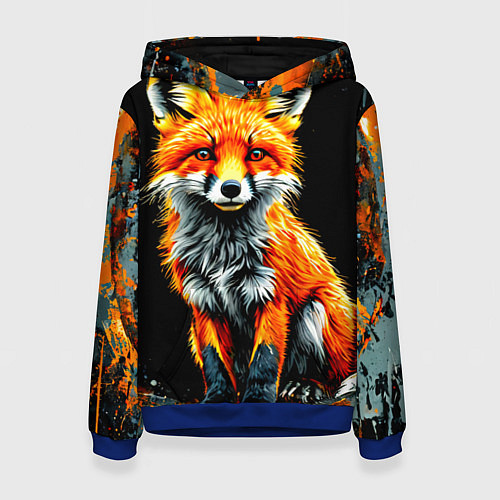 Женская толстовка Лиса на черном / 3D-Синий – фото 1